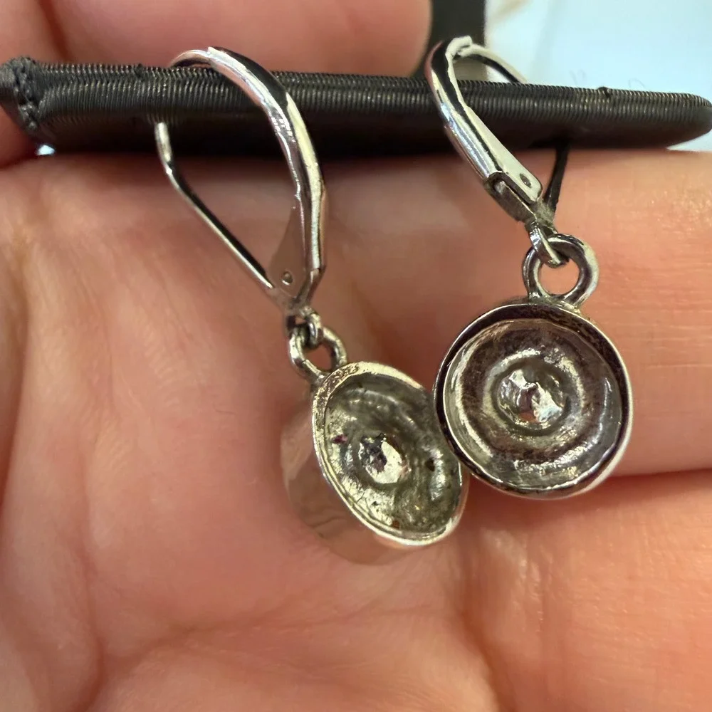 Minimalist Dainty Crystal Drop Earrings Silver Tone Leverback Rhinestone